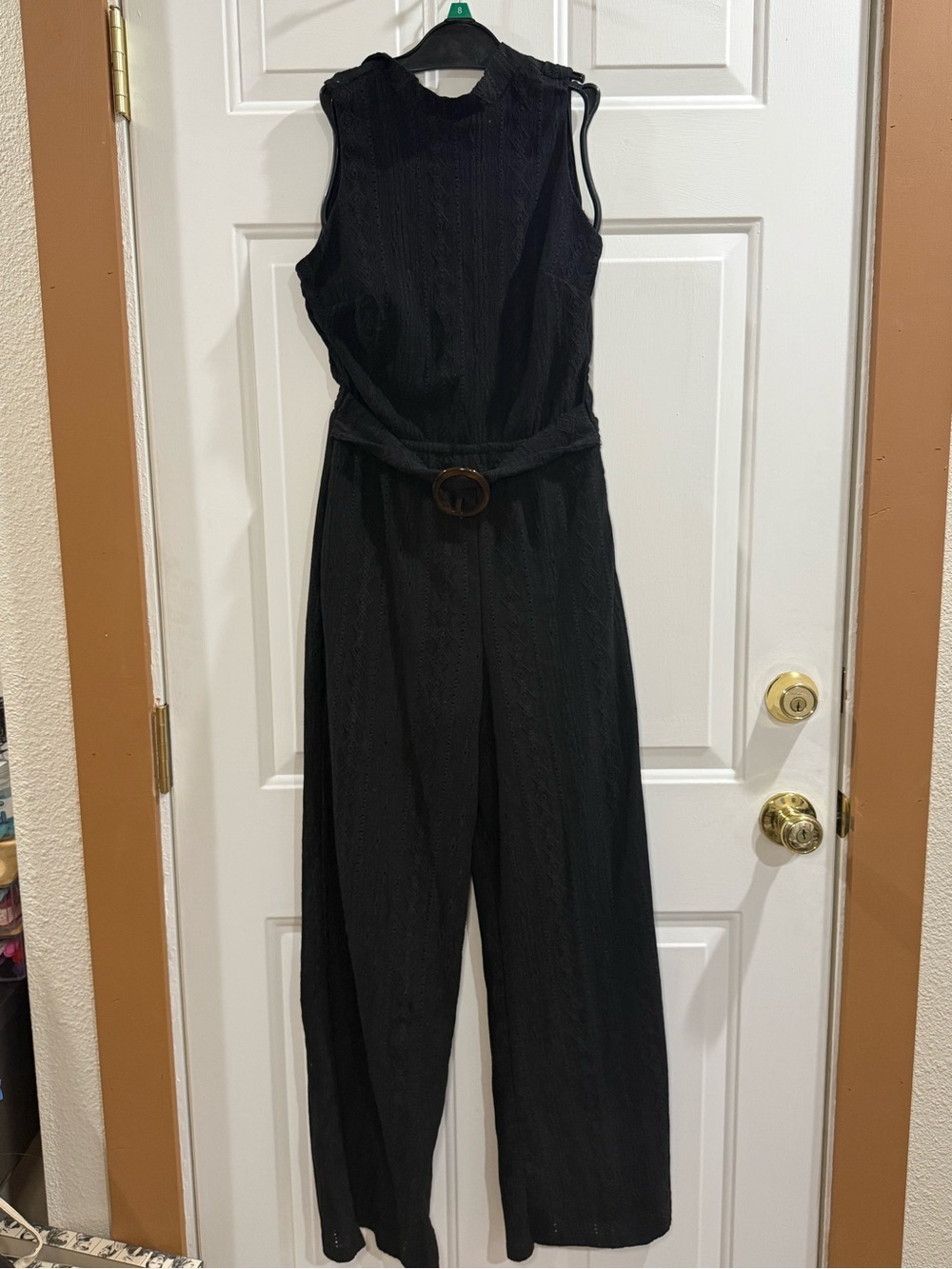 Sleeveless Black Belted Wide-Leg Jumpsuit